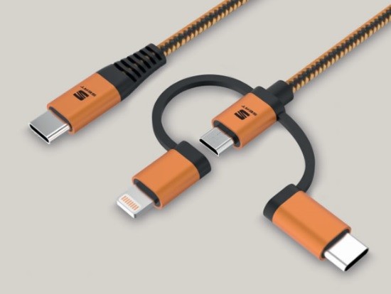3-in-1-Kabel zum Laden und Datentransfer USB Typ C