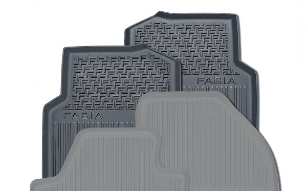 Skoda Gummifußmatten-Set mit Bügelaufhänger, 2-teilig, hinten, Fabia III (NJ)