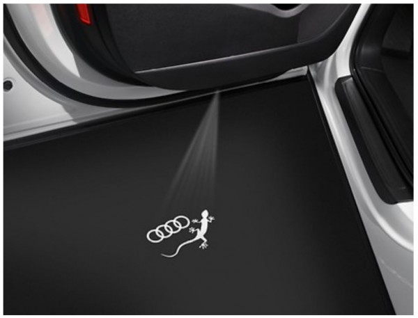 Audi Einstiegs-LED Audi Ringe mit Gecko für Fahrzeuge mit LED-Einstiegsleuchten